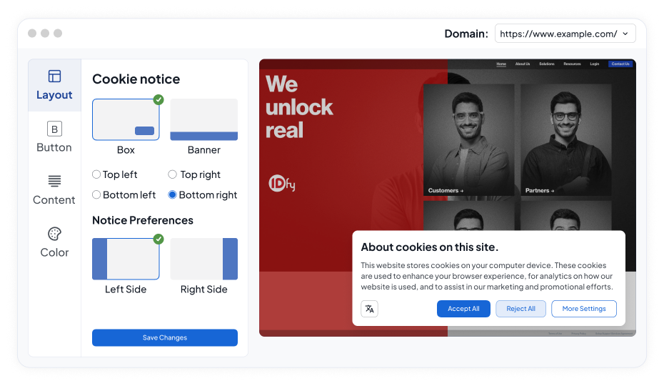 Customizable Cookie Banners